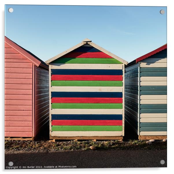 Beach Huts Acrylic by Jim Butler