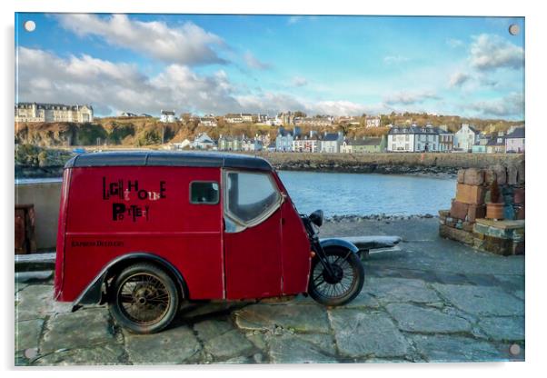 Vintage Reliant Delivery Van at Portpatrick Acrylic by Derek Beattie