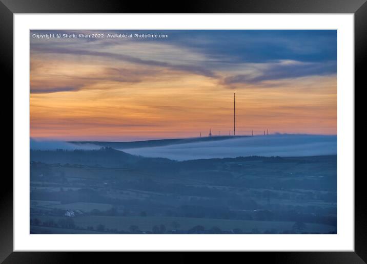 Misty Morning at Winter Hill, Lancashire, UK Framed Mounted Print by Shafiq Khan