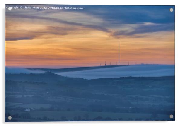 Misty Morning at Winter Hill, Lancashire, UK Acrylic by Shafiq Khan