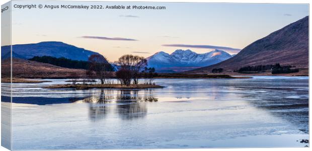 Frozen Loch Droma with An Teallach in distance Canvas Print by Angus McComiskey
