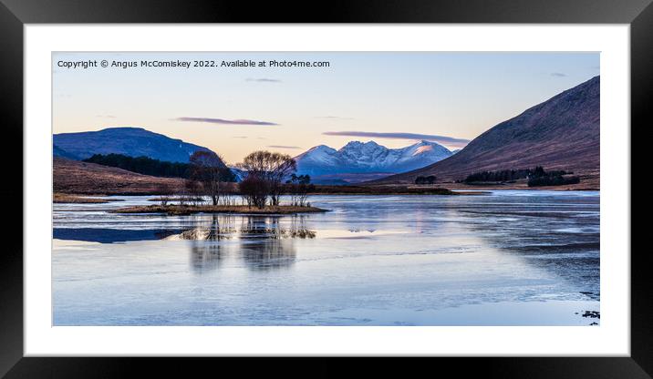 Frozen Loch Droma with An Teallach in distance Framed Mounted Print by Angus McComiskey