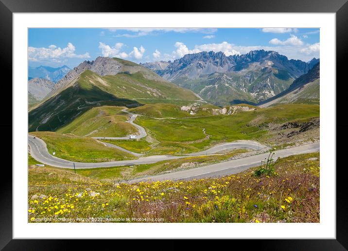 Serpentine road in French Alps.  Framed Mounted Print by Plamen Petrov