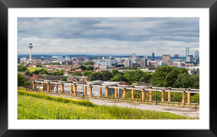 Liverpool skyline panorama from Everton Park Framed Mounted Print by Jason Wells