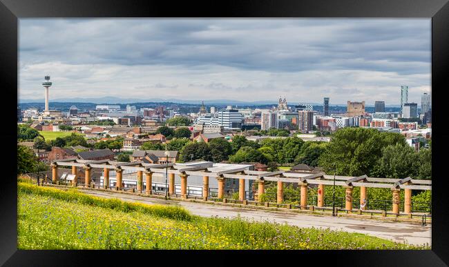 Liverpool skyline panorama from Everton Park Framed Print by Jason Wells
