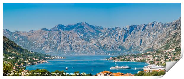 Panorama of Kotor Bay, Montenegro Print by Plamen Petrov