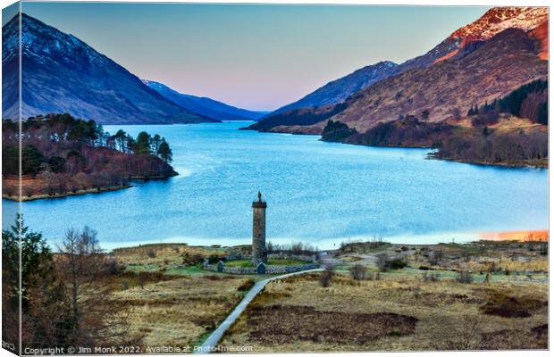 The Glenfinnan Monument and Loch Shiel Canvas Print by Jim Monk