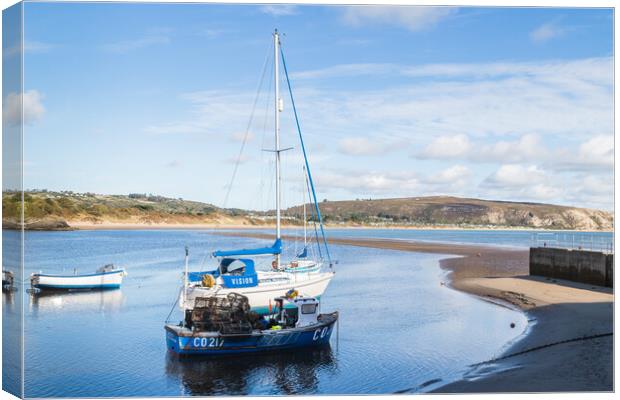 Boats moored at Abersoch Canvas Print by Jason Wells