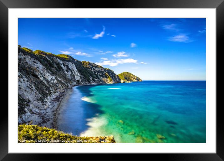 Elba island, Portoferraio Sansone white beach coast. Tuscany Framed Mounted Print by Stefano Orazzini