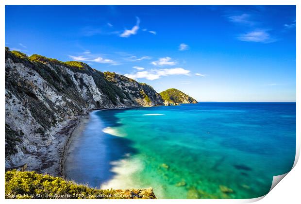 Elba island, Portoferraio Sansone white beach coast. Tuscany Print by Stefano Orazzini