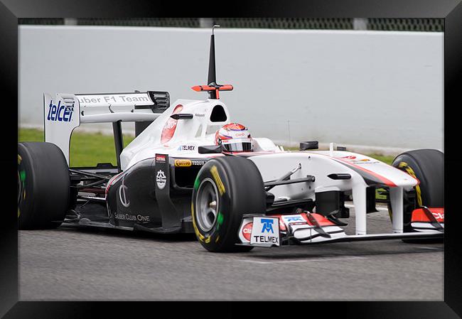 Kamui Kobayashi -Sauber F1 Team C30 Framed Print by SEAN RAMSELL