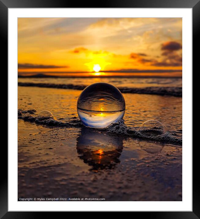 Glassball meets the tide Framed Mounted Print by Myles Campbell