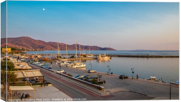 Golden Hour at Karystos Harbour Canvas Print by Margaret Ryan