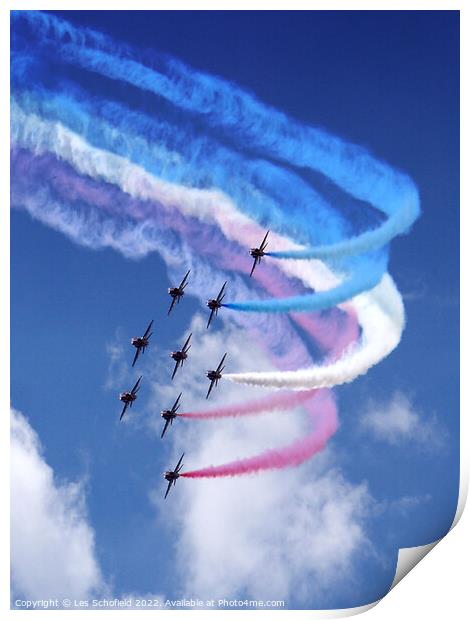 Thrilling Red Arrows Display Print by Les Schofield