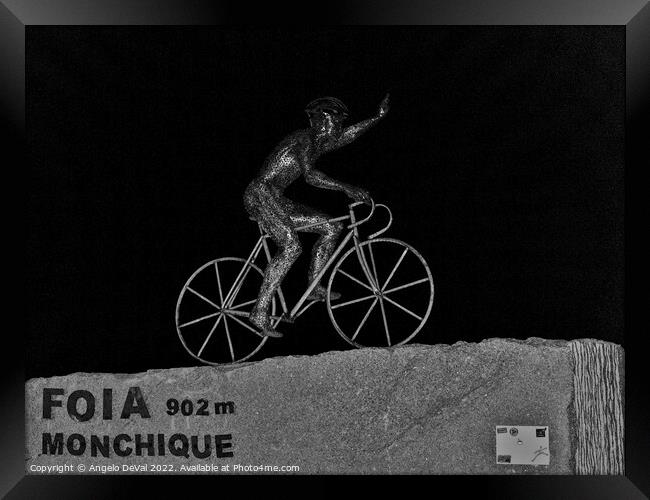The Cyclist Of Foia Statue In Monchique Framed Print by Angelo DeVal