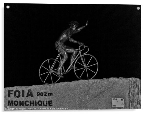 The Cyclist Of Foia Statue In Monchique Acrylic by Angelo DeVal