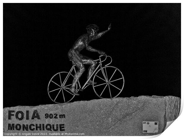 The Cyclist Of Foia Statue In Monchique Print by Angelo DeVal