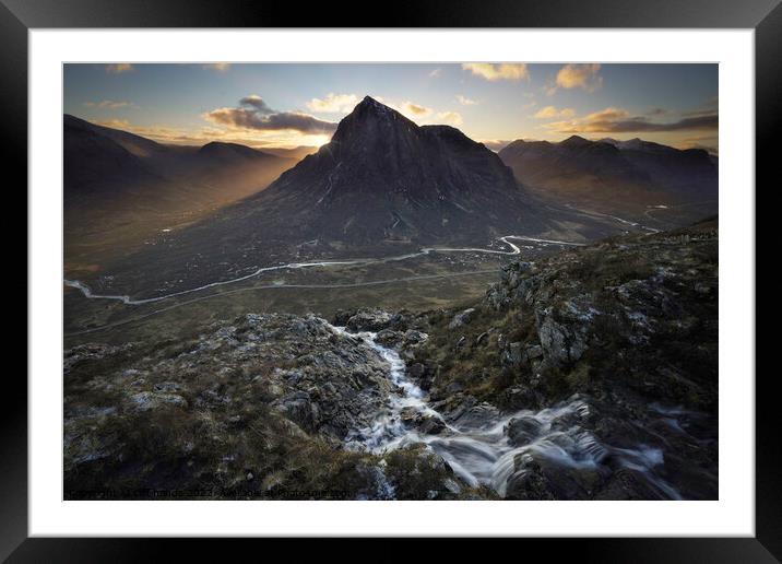 Glencoe Sunset landscape. Framed Mounted Print by Scotland's Scenery