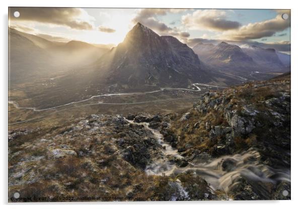 Glencoe Sunburst Acrylic by Scotland's Scenery