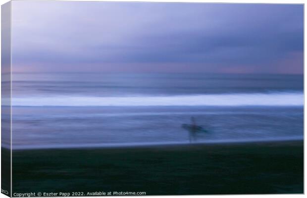 Surfer in blue hour  Canvas Print by Eszter Papp