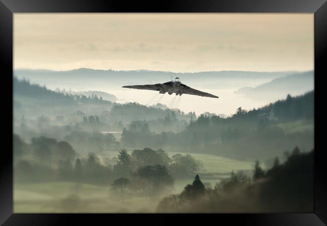 Vulcan In The Mist Framed Print by J Biggadike