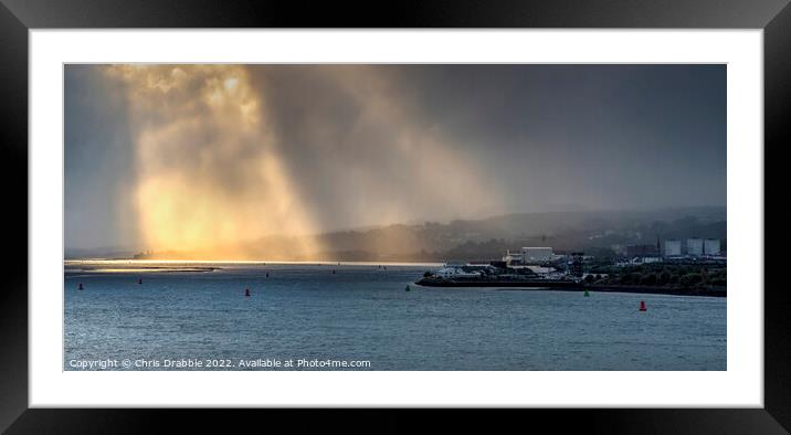 Crepuscular rays on the Firth of Clyde Framed Mounted Print by Chris Drabble