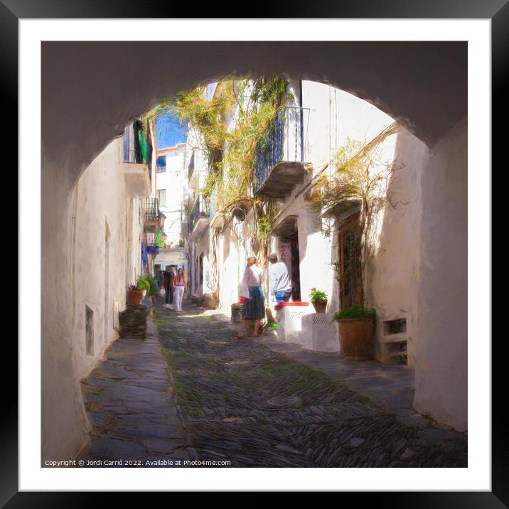 Cobbled streets of Cadaques - C1905 5550 PIN Framed Mounted Print by Jordi Carrio