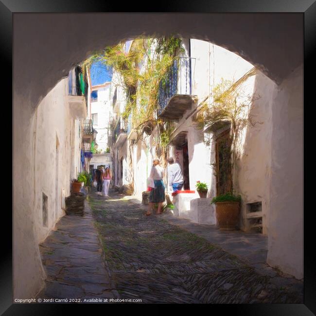 Cobbled streets of Cadaques - C1905 5550 PIN Framed Print by Jordi Carrio