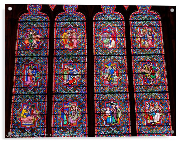 Colorful Old Medieval Stained Glass Cathedral Church Bayeux Norm Acrylic by William Perry