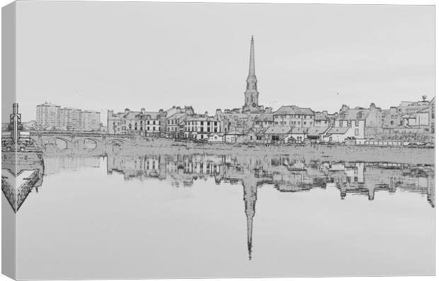 River Ayr,  town reflection, Scotland Canvas Print by Allan Durward Photography