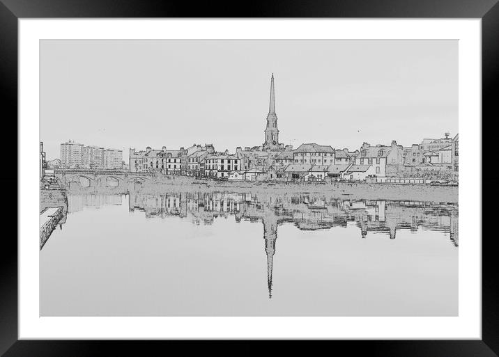 River Ayr,  town reflection, Scotland Framed Mounted Print by Allan Durward Photography