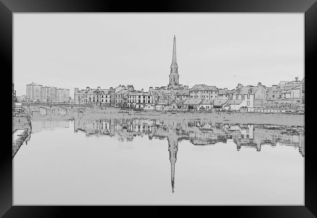 River Ayr,  town reflection, Scotland Framed Print by Allan Durward Photography