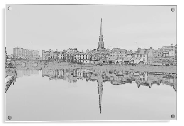 River Ayr,  town reflection, Scotland Acrylic by Allan Durward Photography