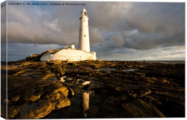 Reflecting on St Mary's Island Canvas Print by Jim Jones