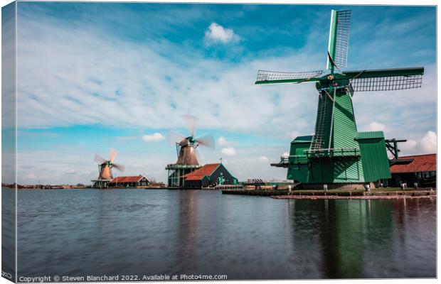 Holland windmills  Canvas Print by Steven Blanchard