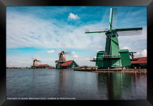 Holland windmills  Framed Print by Steven Blanchard