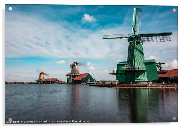 Holland windmills  Acrylic by Steven Blanchard