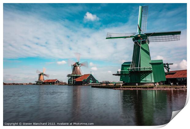 Holland windmills  Print by Steven Blanchard