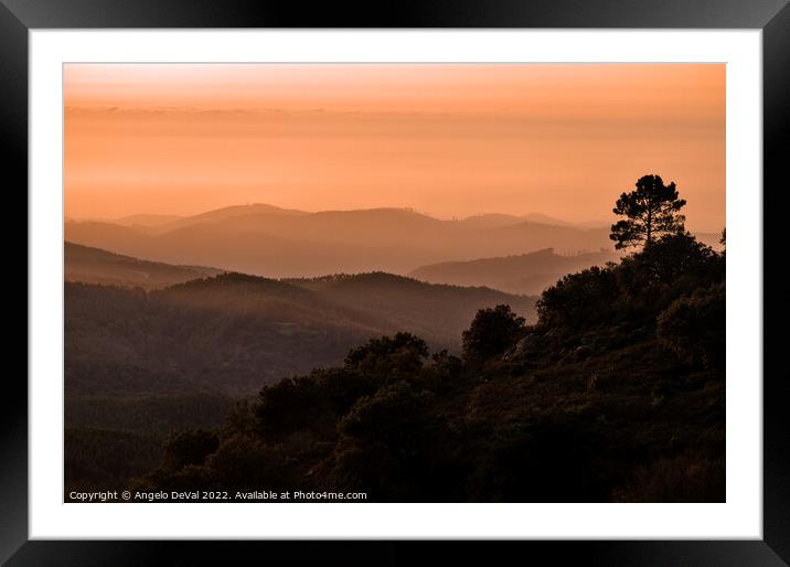 Coral Sunset in Monchique Mountains Framed Mounted Print by Angelo DeVal