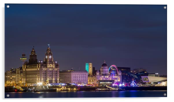 Liverpool at night Acrylic by Jason Wells