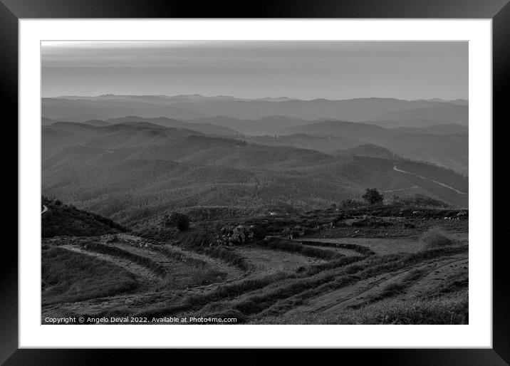 Monchique mountains landscape in Monochrome Framed Mounted Print by Angelo DeVal