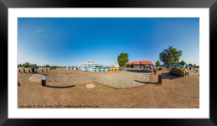 360 panorama of River Thurne boat yard in Potter Heigham, Norfolk Framed Mounted Print by Chris Yaxley