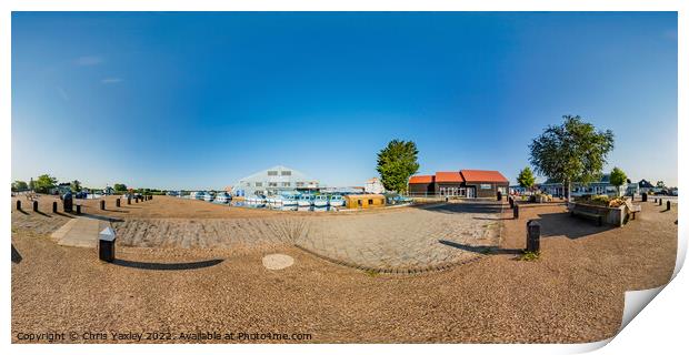 360 panorama of River Thurne boat yard in Potter Heigham, Norfolk Print by Chris Yaxley