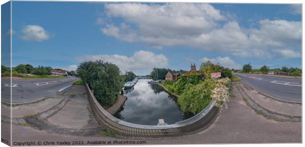 360 panorama of the River Ant in the Norfolk Broads Canvas Print by Chris Yaxley
