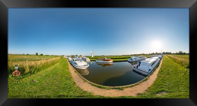 360 panorama captured at Thurne Dyke, Norfolk Broads Framed Print by Chris Yaxley