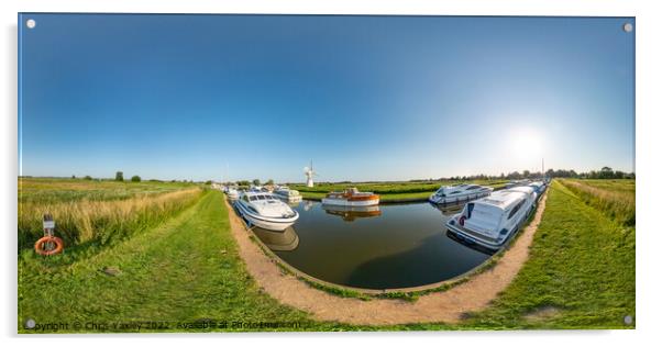 360 panorama captured at Thurne Dyke, Norfolk Broads Acrylic by Chris Yaxley