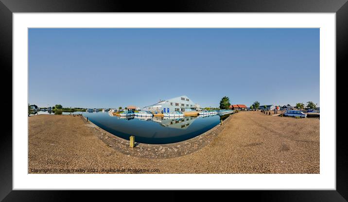 360 panorama of a River Thurne boatyard in Potter Heigham, Norfolk Framed Mounted Print by Chris Yaxley