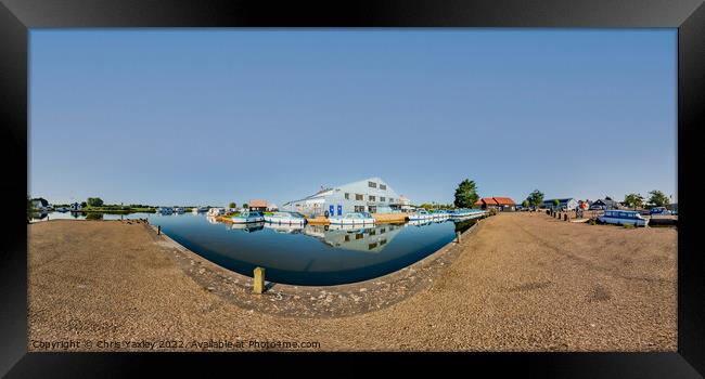 360 panorama of a River Thurne boatyard in Potter Heigham, Norfolk Framed Print by Chris Yaxley