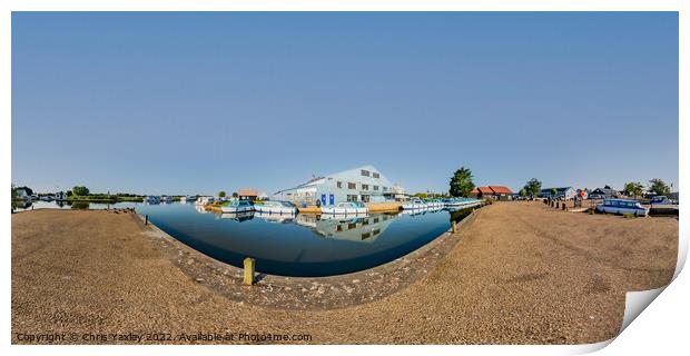 360 panorama of a River Thurne boatyard in Potter Heigham, Norfolk Print by Chris Yaxley