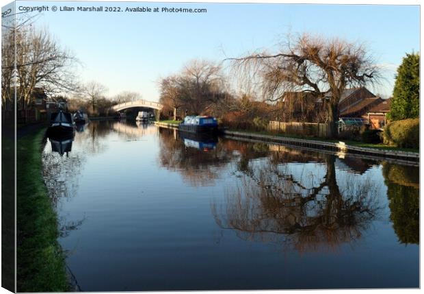 The Lancaster Canal at Garstang.  Canvas Print by Lilian Marshall